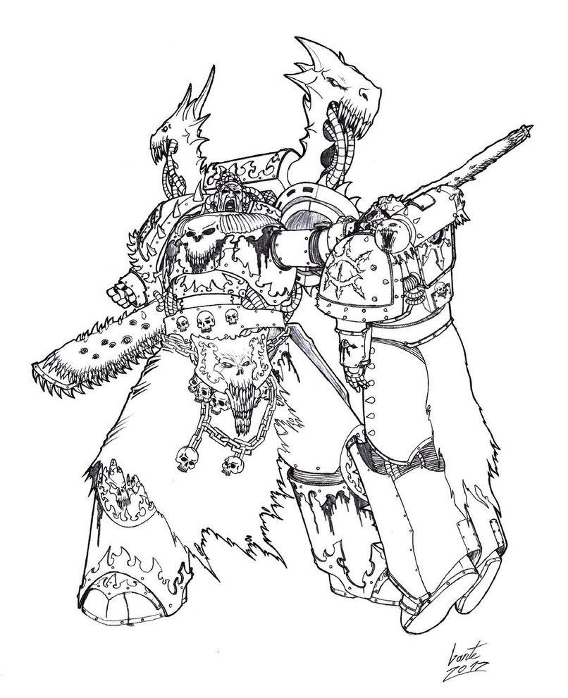 Chaos, Chaos Space Marines, Drawing, Sketch, Warhammer 40,000 Gallery